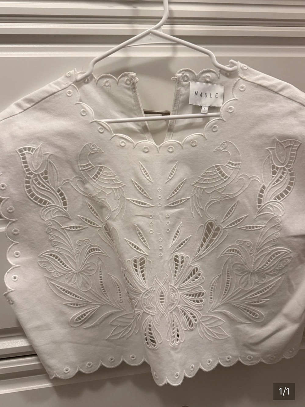 MABLE White Embroidered Eyelet Crop Top - Picture 3 of 3